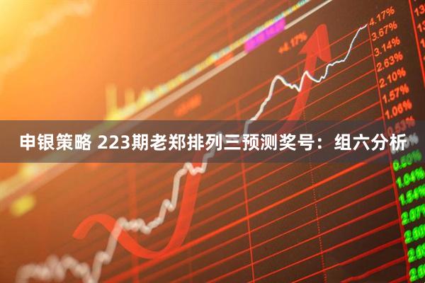 申银策略 223期老郑排列三预测奖号：组六分析